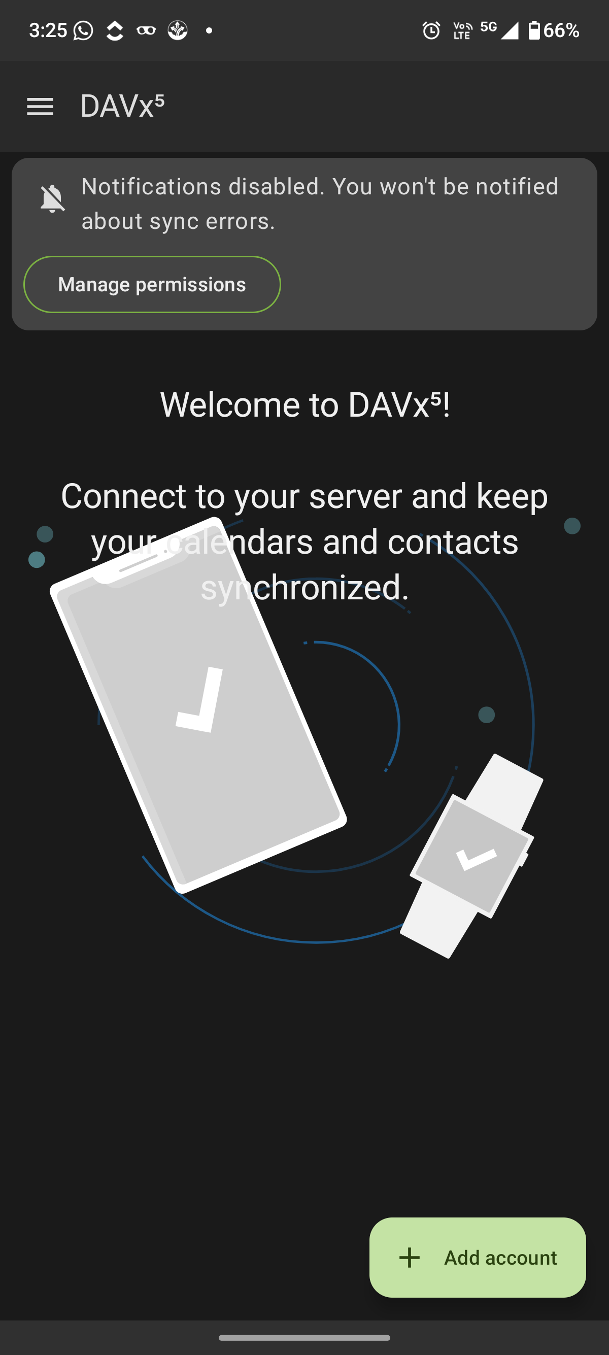 DAVx5 app welcome screen before adding a new Nextcloud account