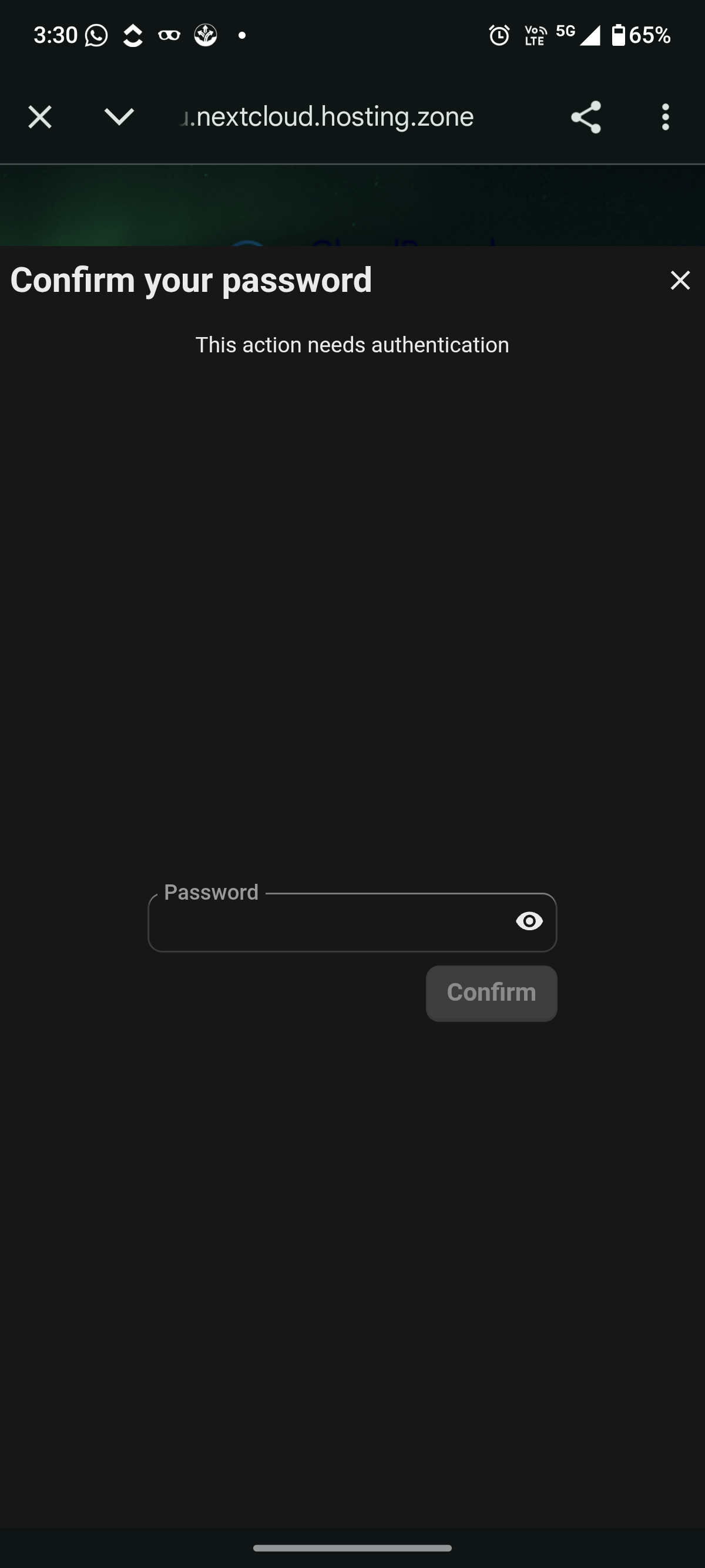 nextcloud asking you to enter the password