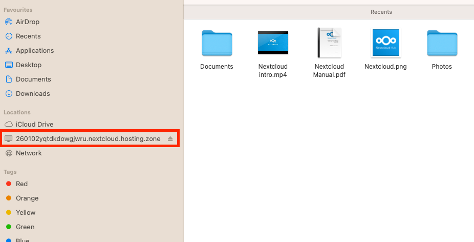 Nextcloud mounted as a network drive in macOS Finder