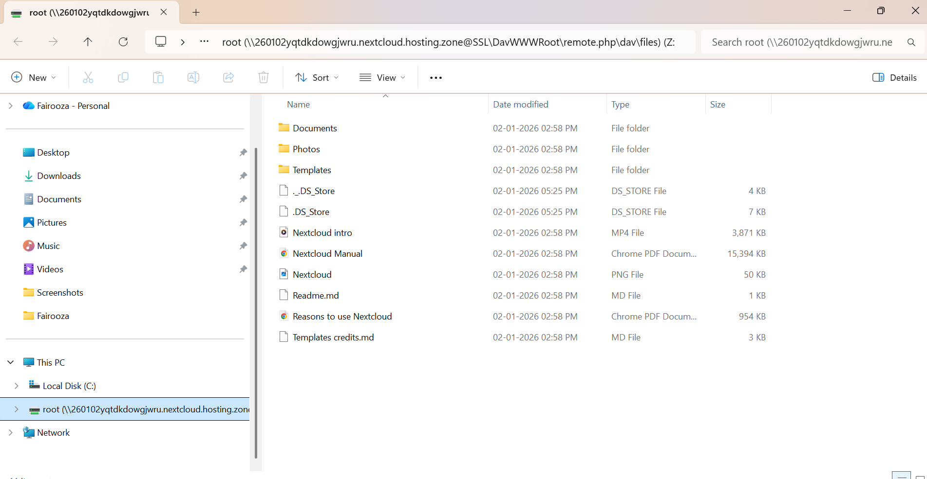 Nextcloud mounted as a network drive in Windows File Explorer