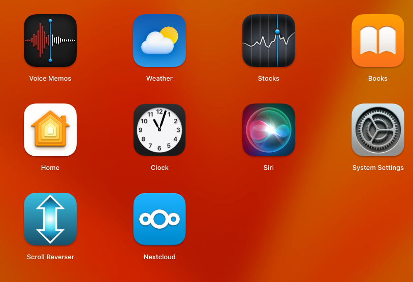 macOS Applications menu showing the Nextcloud desktop client icon