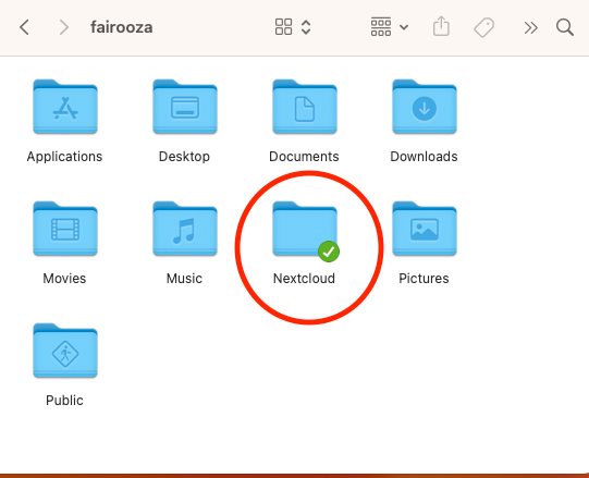 Nextcloud folder located in the macOS Home directory