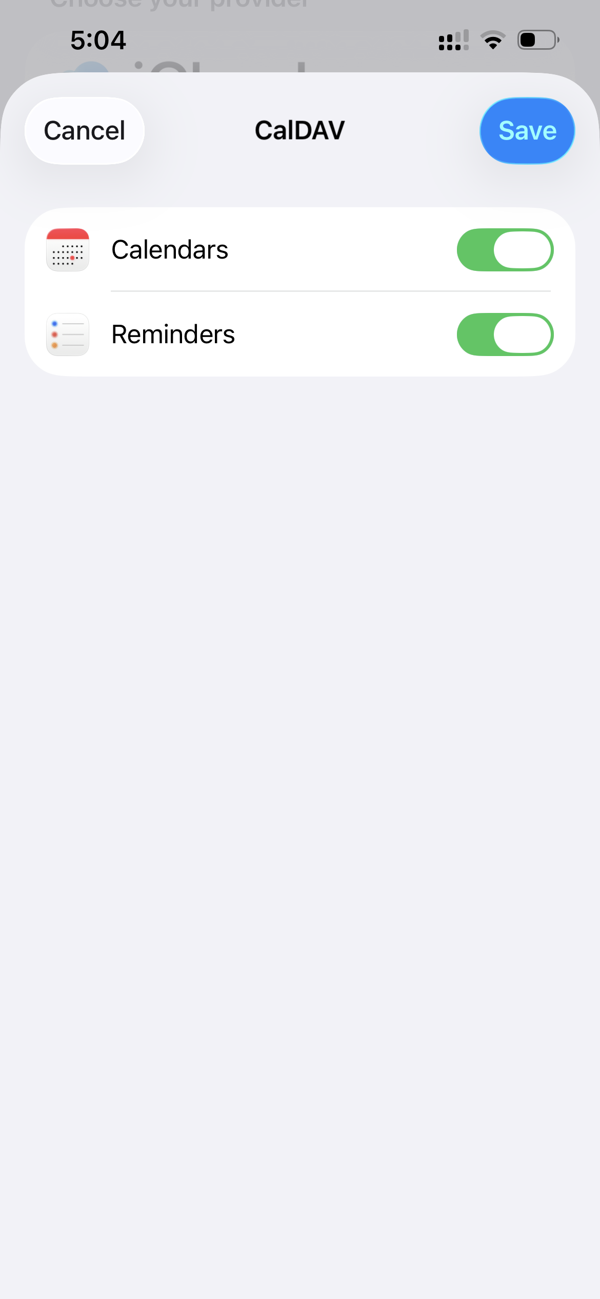 Nextcloud calendar sync enabled on iPhone