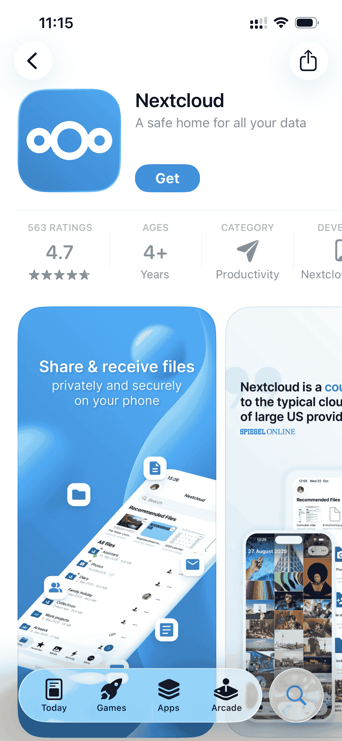 Nextcloud iOS app on the Apple App Store