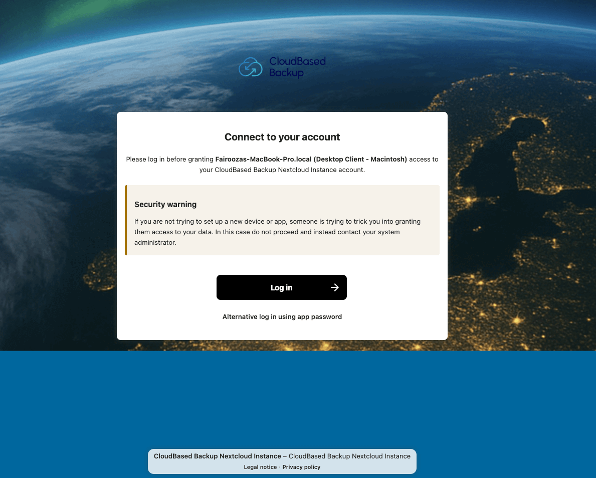 Nextcloud account authorization screen