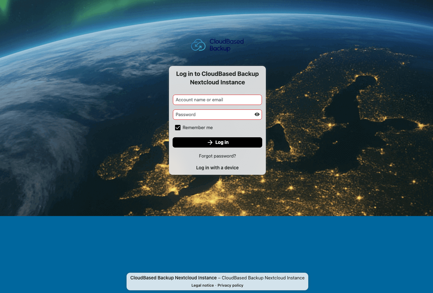 Nextcloud web login page in a browser for account authentication
