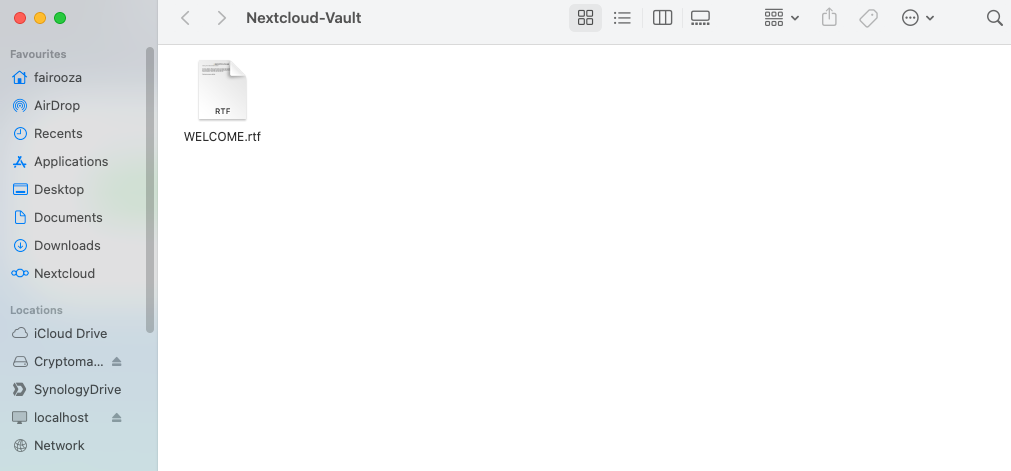 Unlocked Cryptomator vault mounted as a drive in Finder