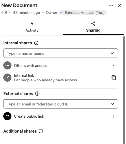 Sharing a folder with an external user via email invitation in Nextcloud