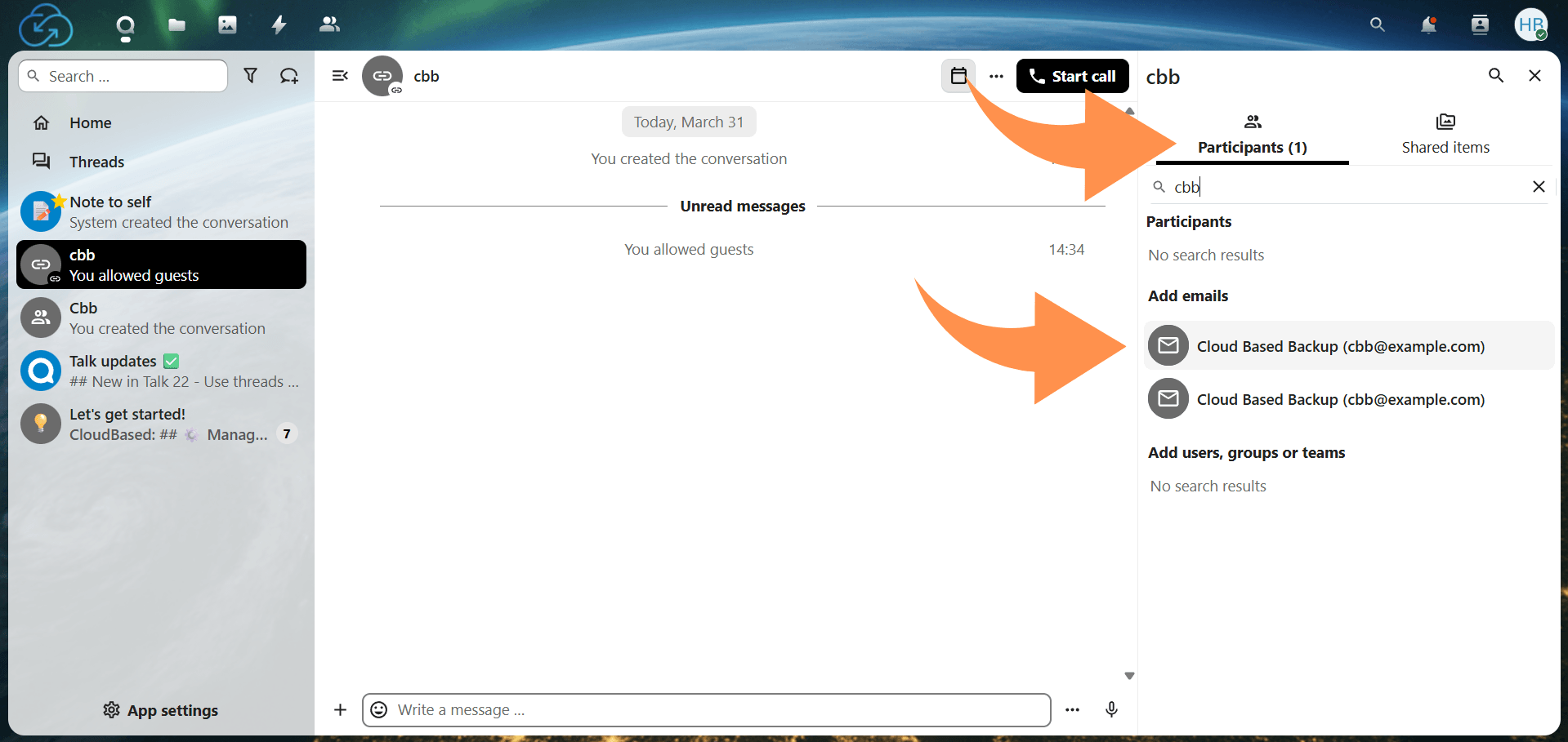 Managing participants during a call