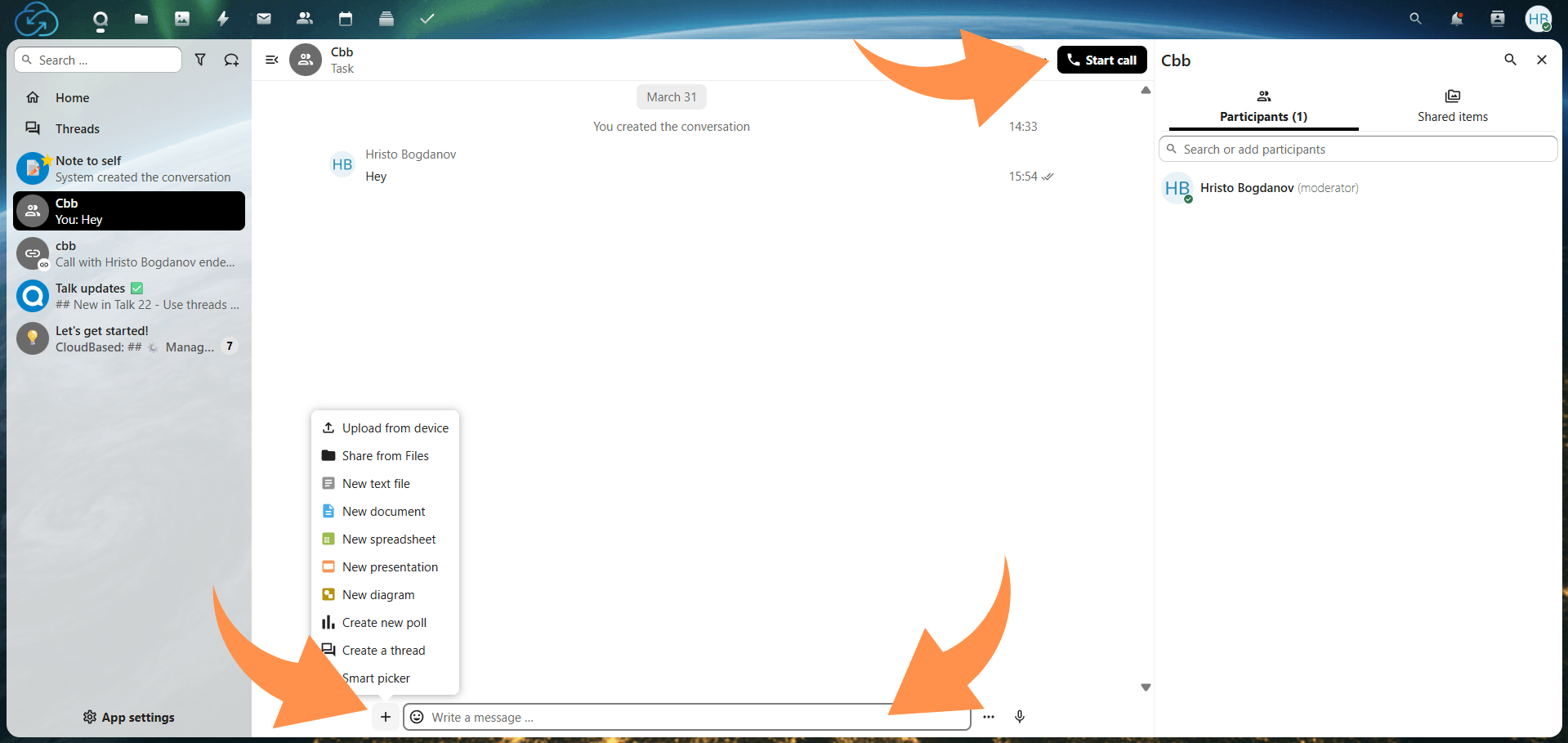 Communicate via Chat or Calls