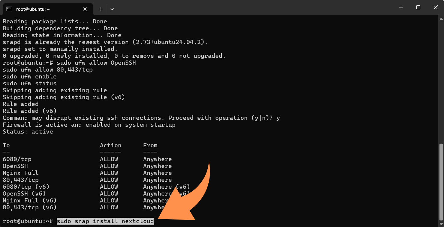 Install Nextcloud via Snap