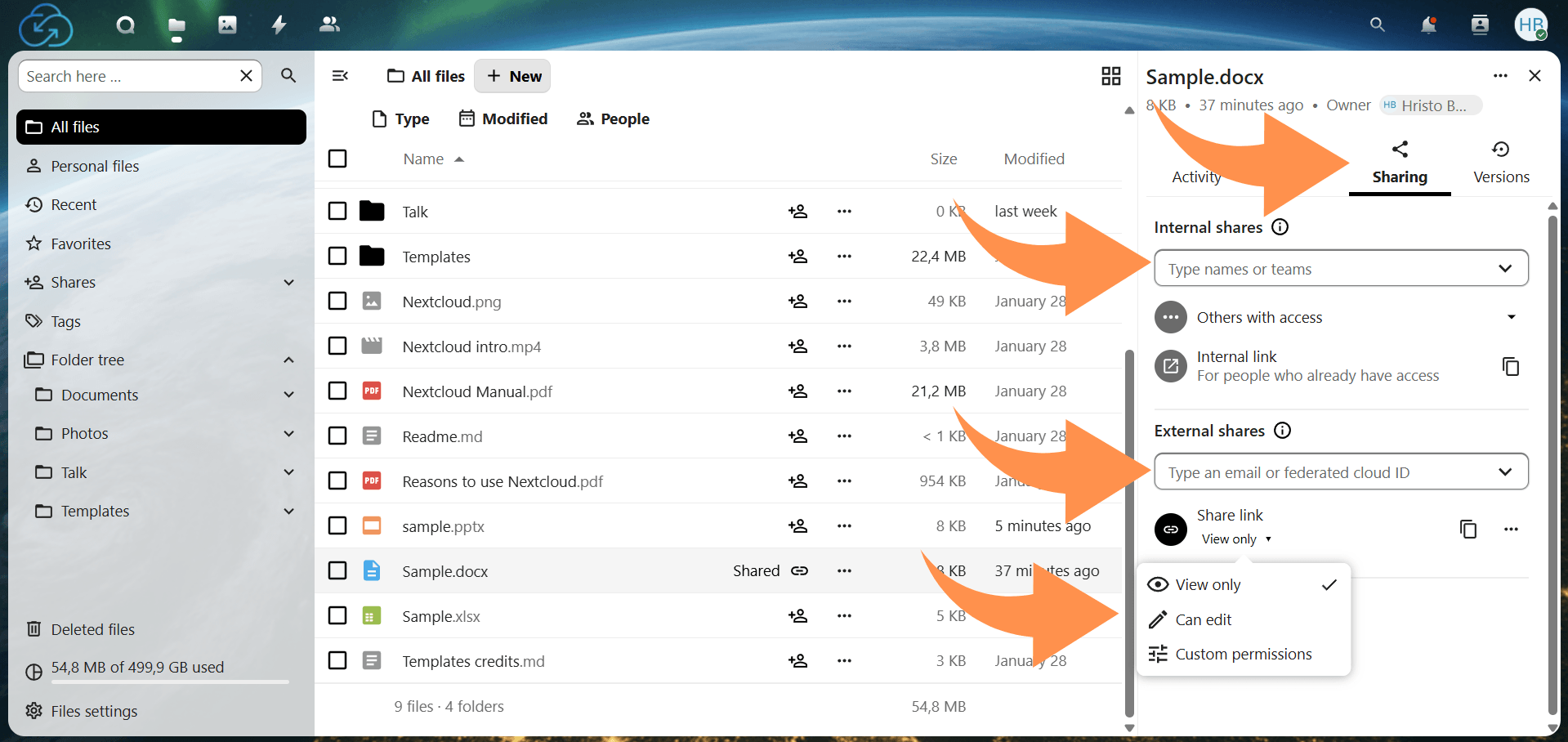 Share Files and Set Permissions