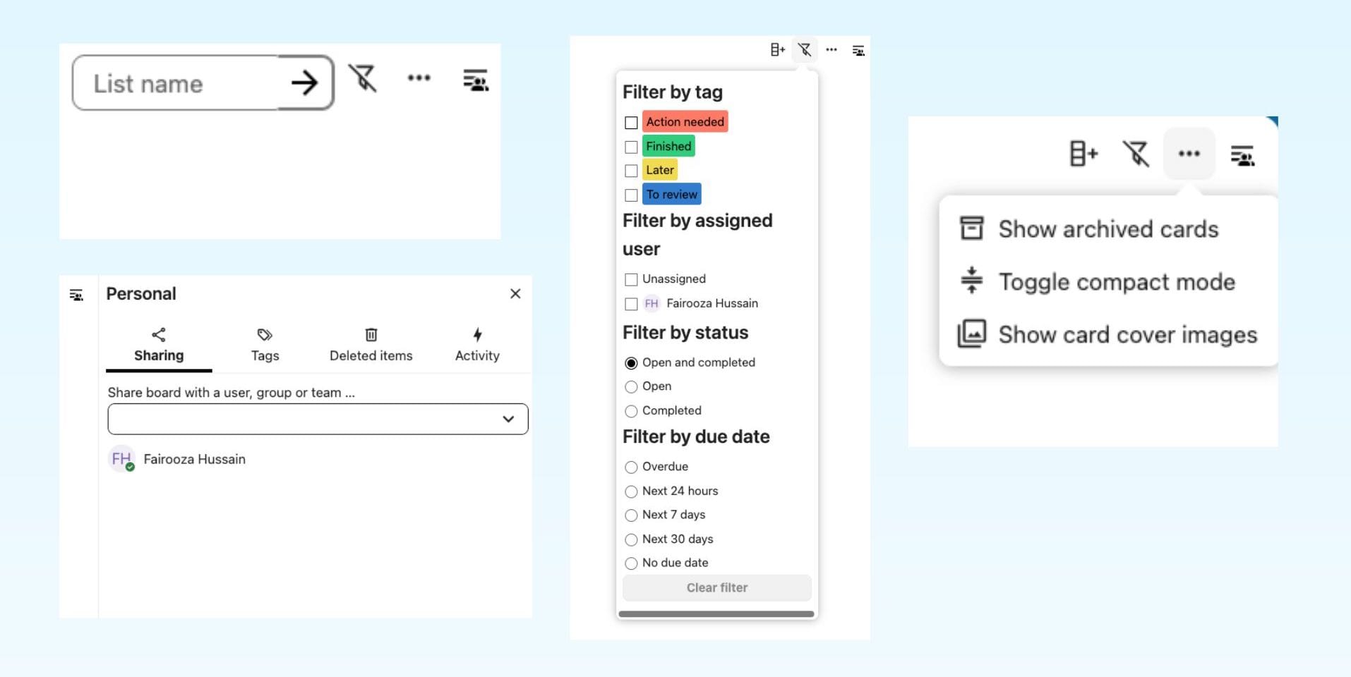  Board control options in Nextcloud Deck interface