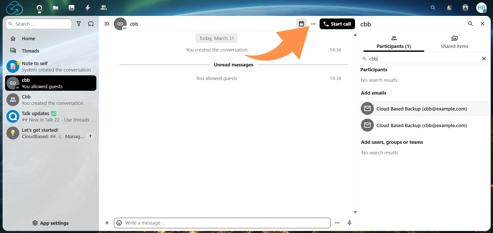 Open the conversation, then open conversation settings