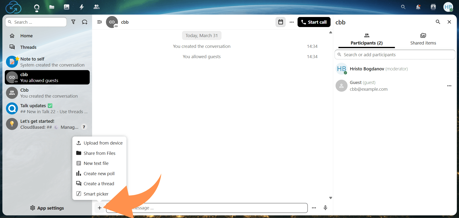 Sending files, links, and media