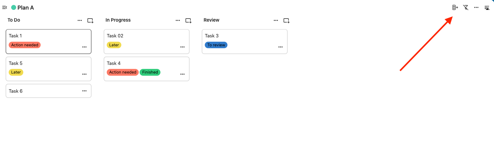 Board controls and filter options in Nextcloud Deck interface