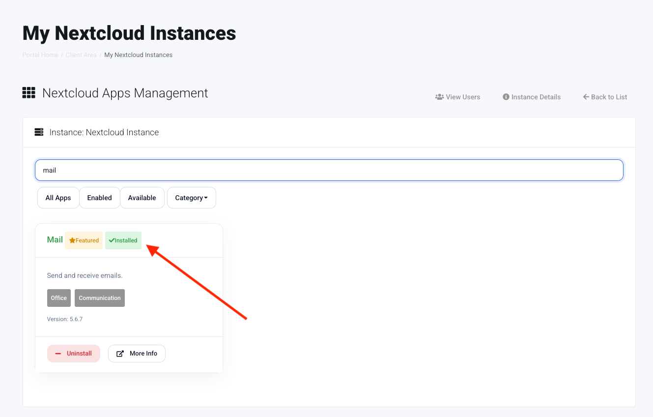 installing nextcloud mail app