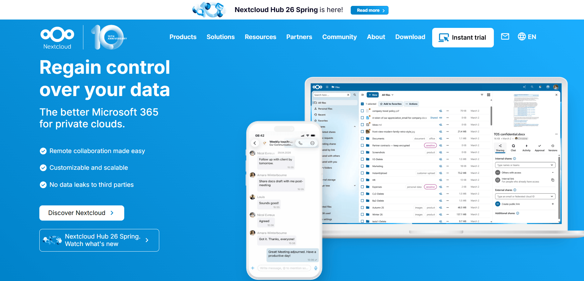 Nextcloud is an open-source file sharing and collaboration platform