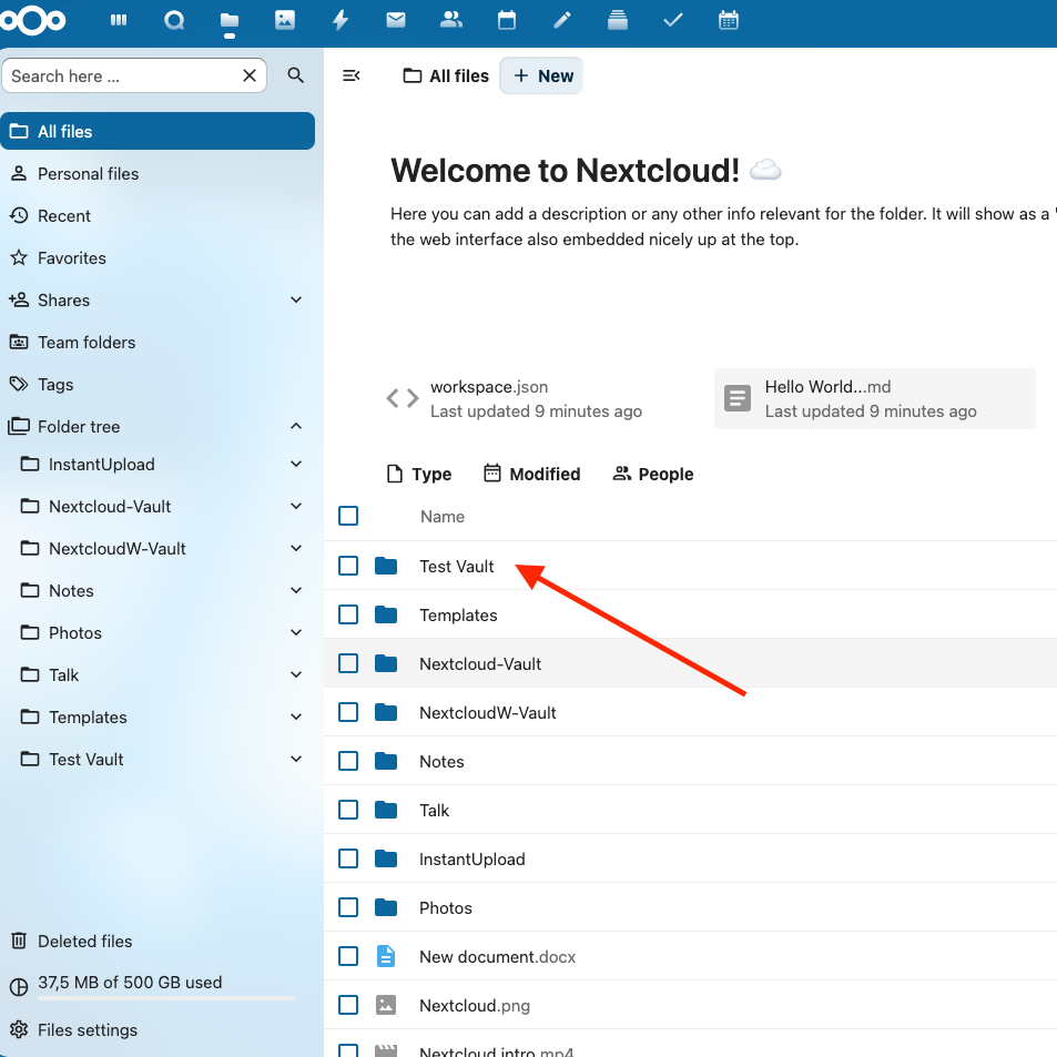 The synchronized vault is now available through Nextcloud.