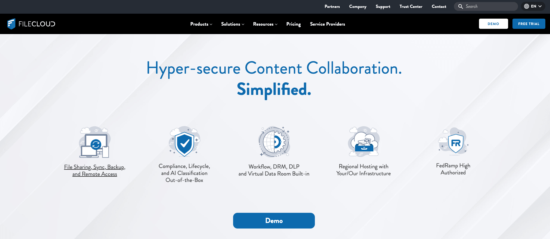 FileCloud homepage