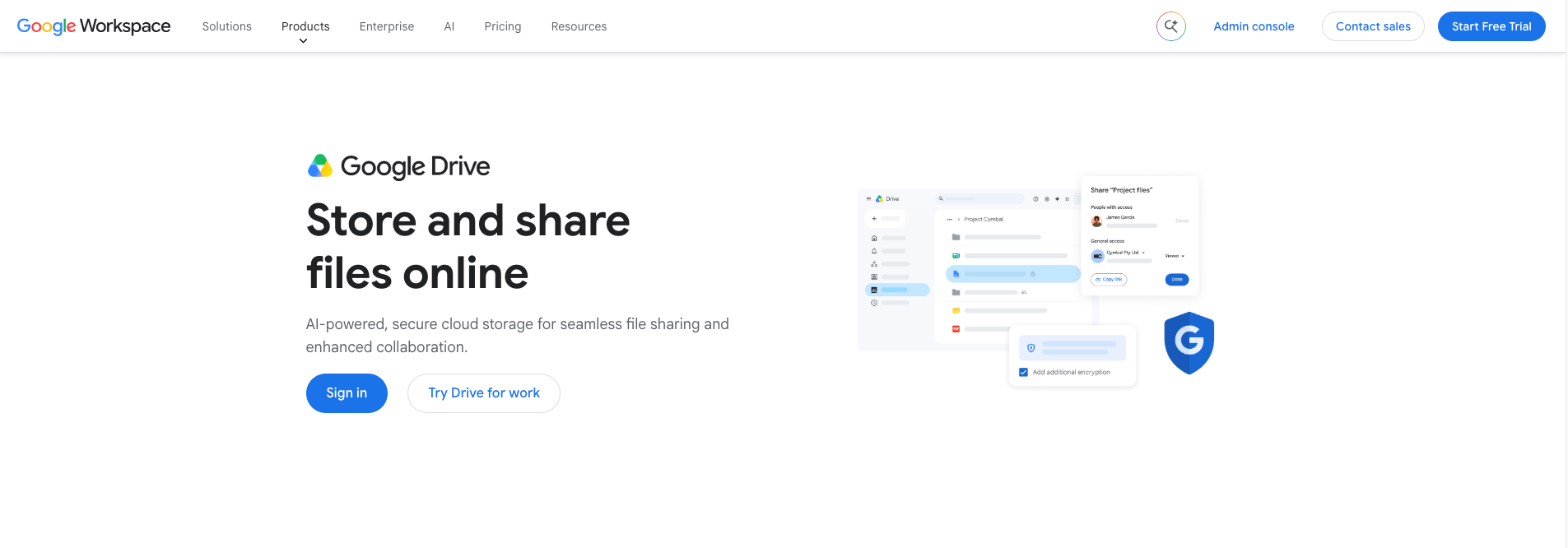 google drive homepage