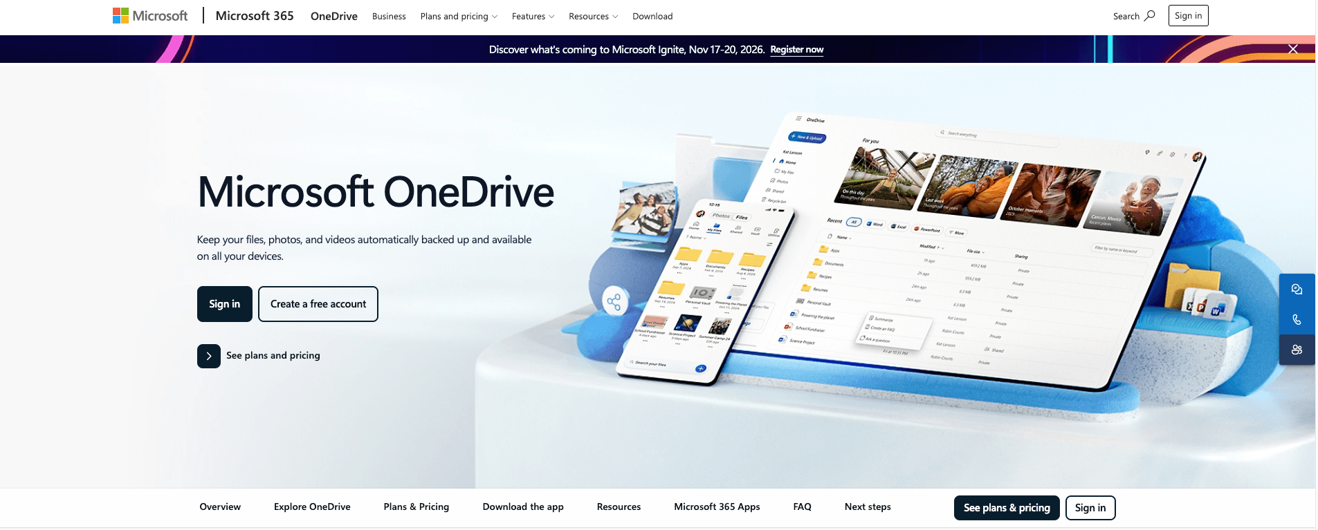 Microsoft OneDrive provides cloud storage and file access across devices.