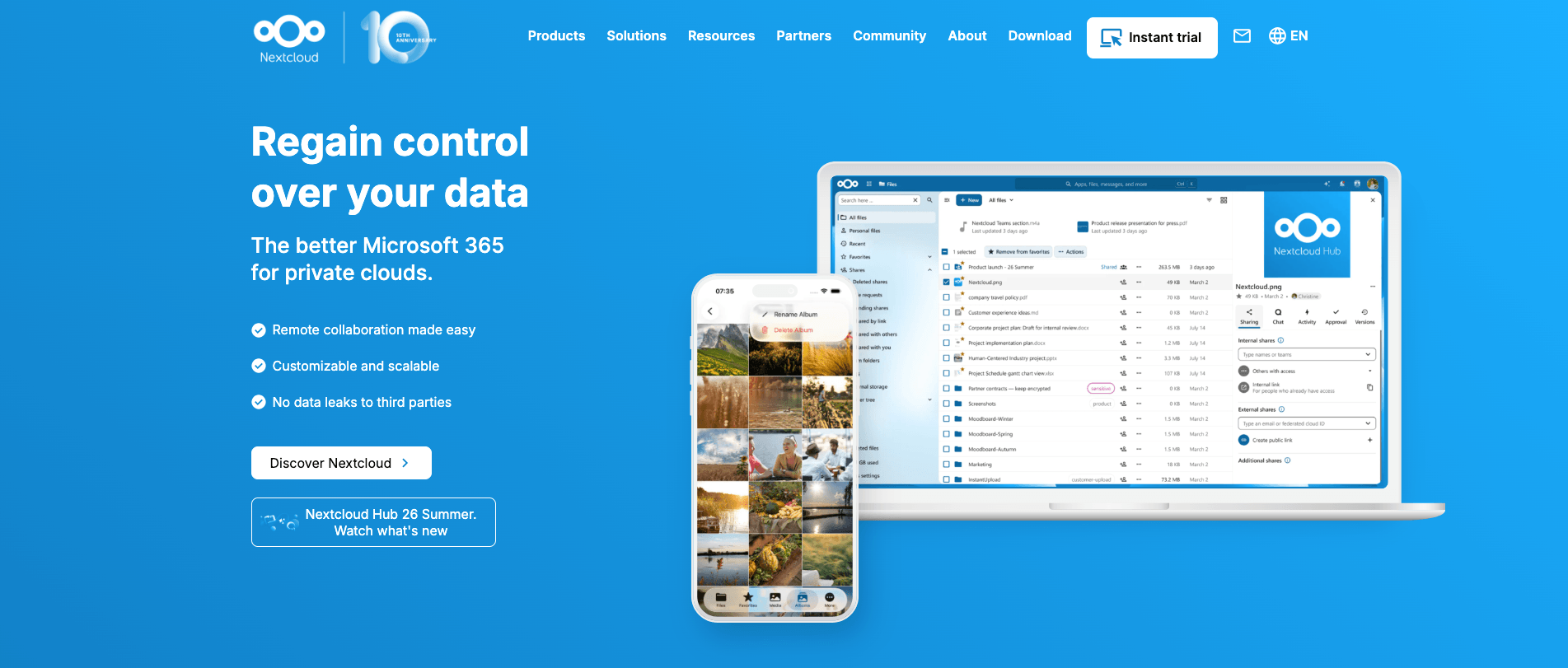 Nextcloud homepage