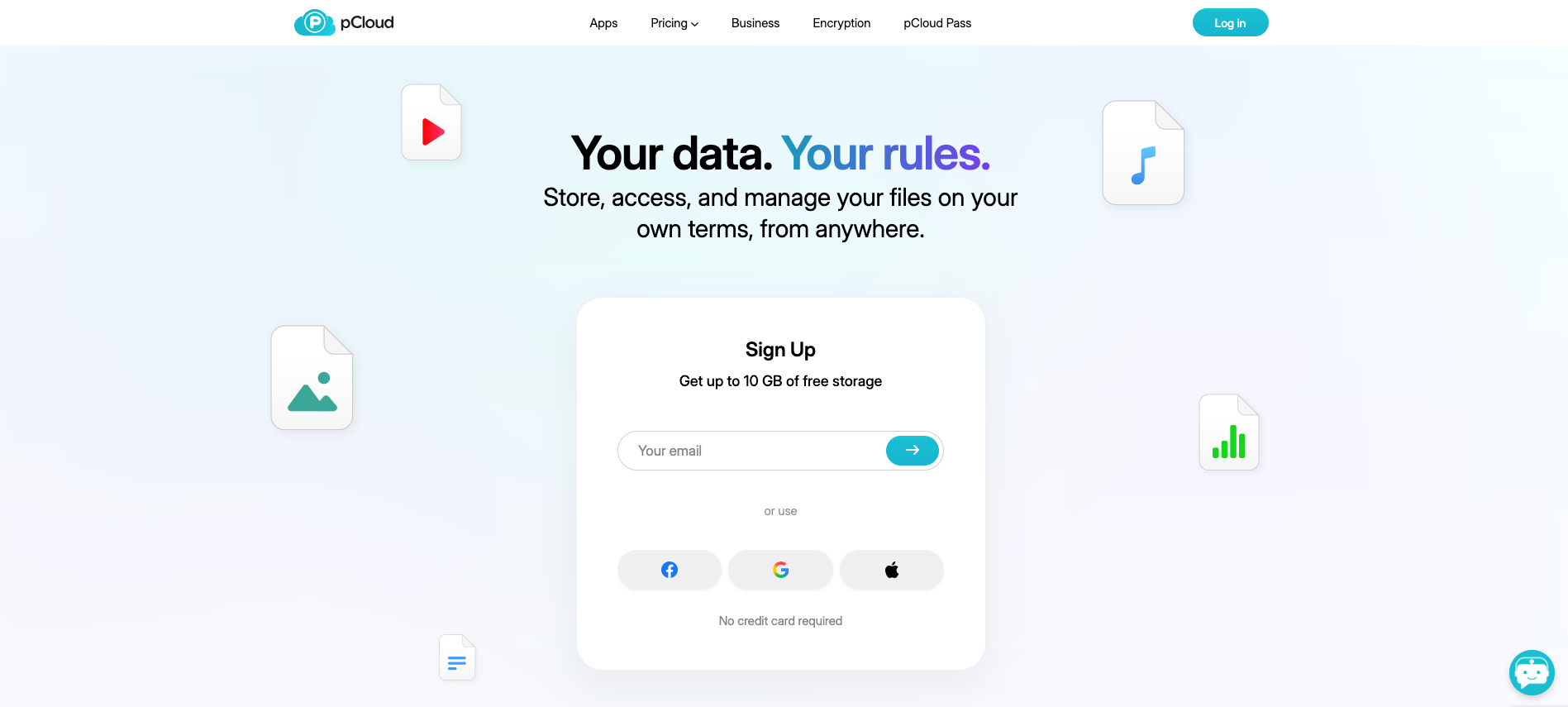 pCloud homepage